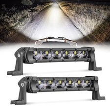 6 Inch LED Light Bar, 2PCS 60W Single Row LED Light Bar Spot White-6Inch 2PCS