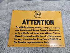 Vintage Old USFS Forest Service ATTENTION metal sign