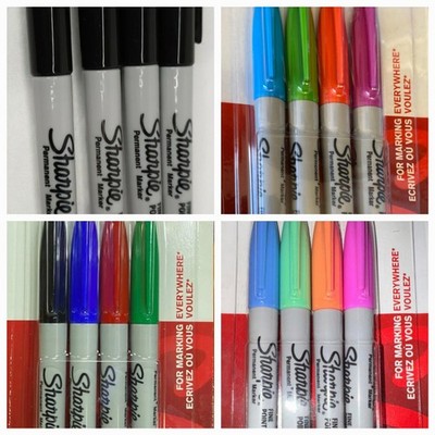 Sharpie Feine Spitze Permanent Marker Stifte Mehrfarbig Pastell Schwarz 4 Stifte Set NEU