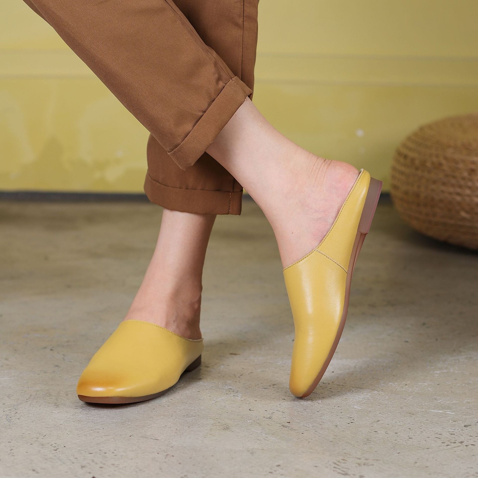 PANTOFOLA D’ORO Pantofole casual da donna retrò in vera pelle mules slip on scarpe punta tonda taglia