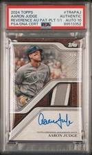2024 Topps Reverence Aaron Judge Platinum 1/1 Patch PSA 10 Auto On-Card Yankees