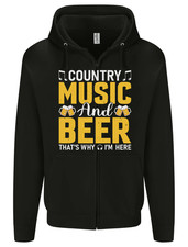 Country Music  Beer Thats Why Im Here Mens Zip Up Hoodie