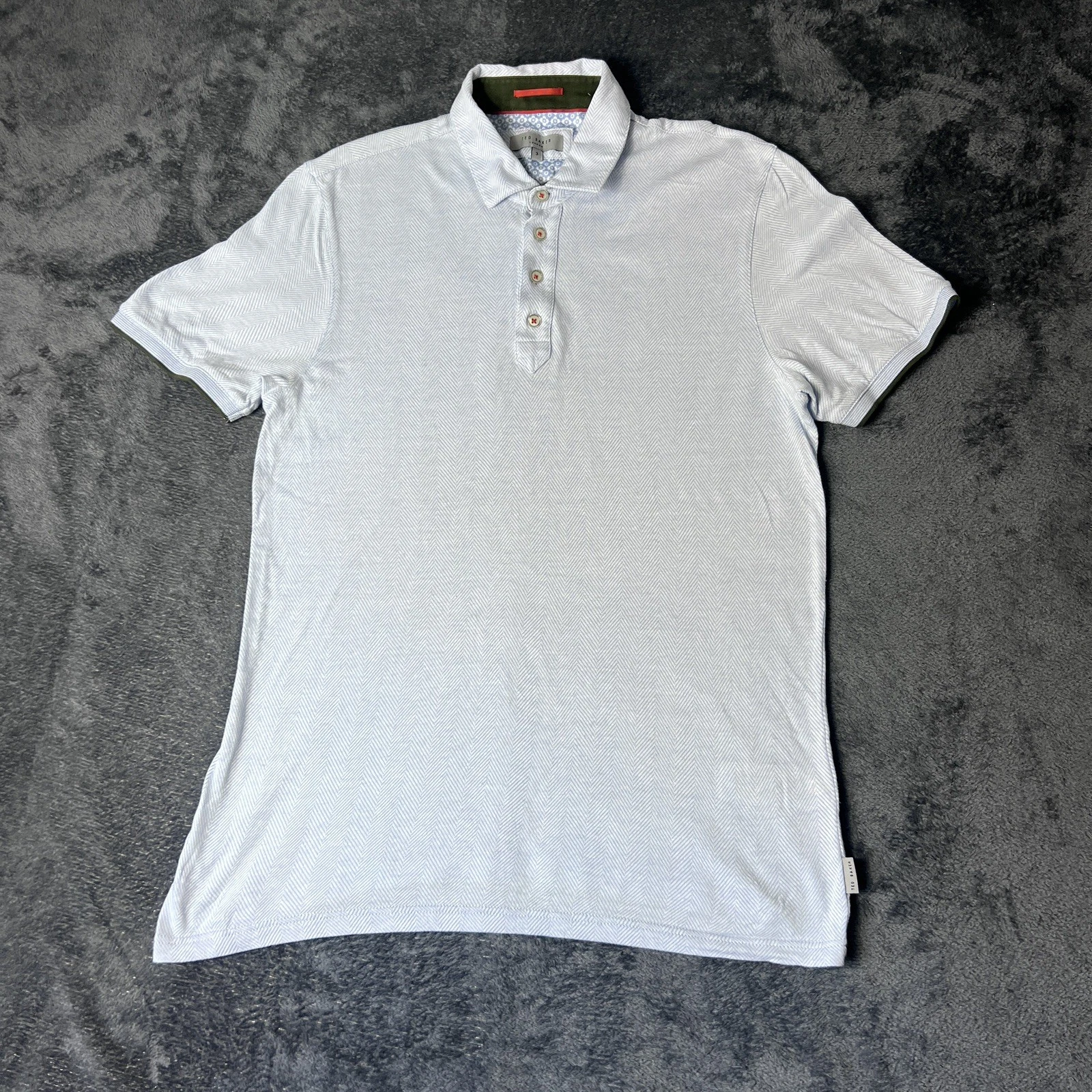 Ted Baker Light Blue Textured Polo Shirt Size 3 M Medium #36