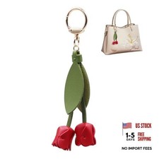 Bag Charms for Handbags,Purse Charms, Tulip Flower Purse Keychain, Handmade Red