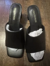 GRACESTRIDE Black Square Toe Heeled Mules • Size 8 • NEW in Box