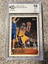 1996/97 Topps Kobe Bryant #138 Rookie BGS 10 Beckett Collectors Club Grading 10