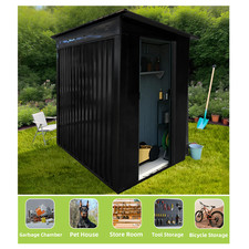 Metal Garden Storage Shed 6 x 4FT Outdoor Garden Shed with Sliding Door Black