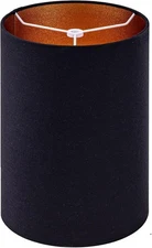 Wellmet BlackGold 6"x6"x10" No-Assembly Modern Fabric Drum Lampshade for Lamps