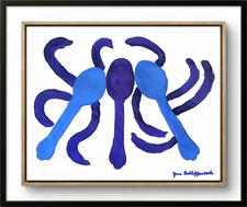 Minimalist Signed Original Acrylic Bold Pop Art Painting Utensils Spoons COA