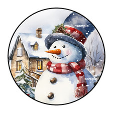 30 SNOWMAN STICKERS ENVELOPE SEALS LABELS TAGS 1.5" ROUND WINTER CHRISTMAS FAVOR
