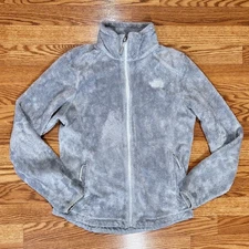 The North Face Womens S Gray Osito Jacket Fuzzy Fleece Lounge Athleisure Cozy