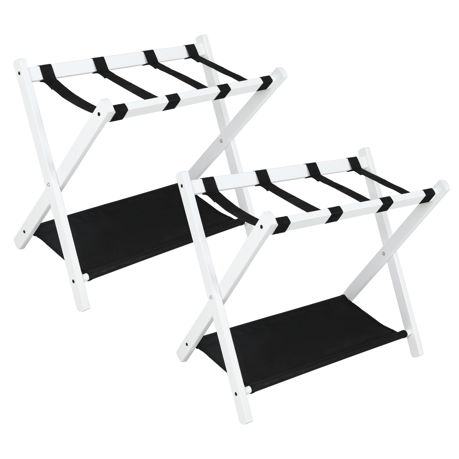 Rack Soild Wood Stand Suitcase Holder W/ Shelf White