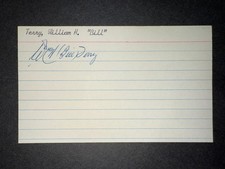 Bill Terry, SIGNED 3x5, Giants  HOF  (Died 1990) - JSA