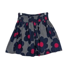 Mini Boden Floral Smocked Skirt Girls Size 9-10Y Gray Blue Pull On Whimsigoth