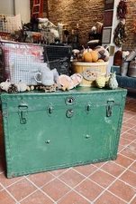 Antique Green Steamer Chest Trunk