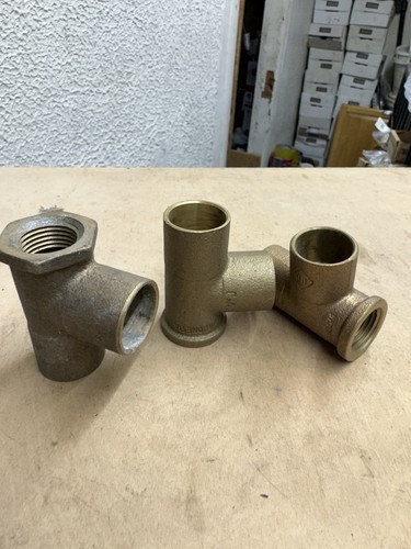3pcs Of 3/4 Copper Sweat X 1/2 IPS Threaded Brass Heel Tee