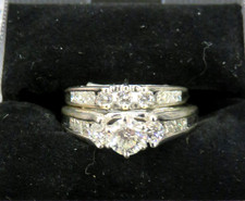 14kt white gold, diamond engagement with matching diamond wedding ring