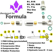 FORMULA R1 - RX - RO - T1 - TheOne - Mega: Kit raccordi tubi freno in TITANIO
