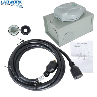 Generator Extension Cord Wire w/ Power Inlet Box 15 FEET 30 Amp NEMA L14-30
