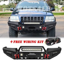 Black Front Bumper For 1999-2004 Jeep Grand Cherokee Wj Wwinch Plate Wiring