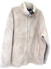 NWT TACVASEN MEN'S TAN SOFT WARM OUTDOOR SPORT ZIP LONG SLEEVE FLEECE COAT 2XL