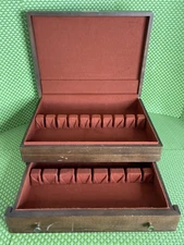 Vintage Mcgraw Wooden Silverware Flatware Storage Chest Box with Extra Drawer