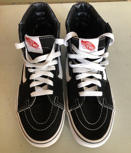Vans Mens Size 5.5 SK8 Skateboard Shoes Hi Tops Black White Womens Size 7 - Picture 4 of 10