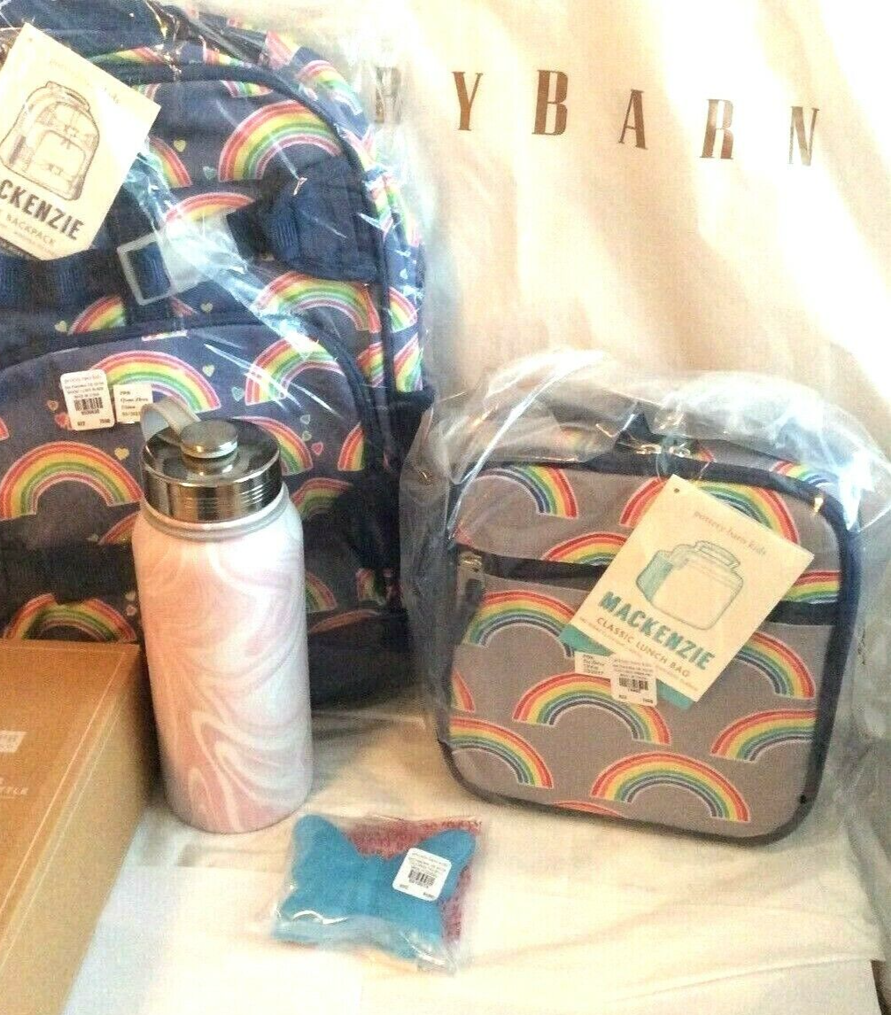 PONY ZAINO SCUOLA CERAMICA FIENILE ARCOBALENO + SCATOLA PRANZO farfalla + ACQUA + SET PRINCIPESSA?.