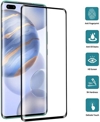 3D Curved Full Screen Cover Honor 30 Pro+,V40 Tempered Glass Screen Protector 