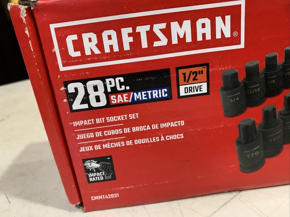 CRAFTSMAN 28PC SAE/METRIC 1/2" Drive IMPACT BIT SOCKET SET CMMT42031 - Image 2 of 4