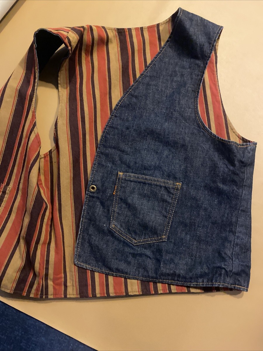 Vintage Levi's Reversible Denim & Striped 70's Hippie Vest Vintage Levi's Reversible Denim & Striped 70's Hippie Vest