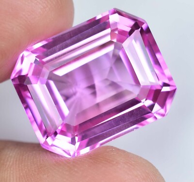Flawless 34.05 Ct Natural Mogok Pink Ruby Emerald Cut Certified Loose Gemstone