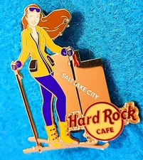 SALT LAKE CITY FASHION STATEMENT BRUNETTE SKI SEASON GIRL Hard Rock Cafe PIN LE