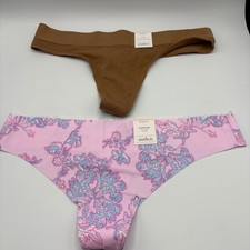 Lot of 2 Auden Underwear Pink Brown M 8-10 No Show Thong Invisible Edge
