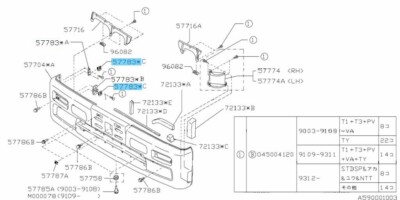 SUBARU SAMBAR KS3 KS4 91-99 Genuine Front Bumper Clip bracket