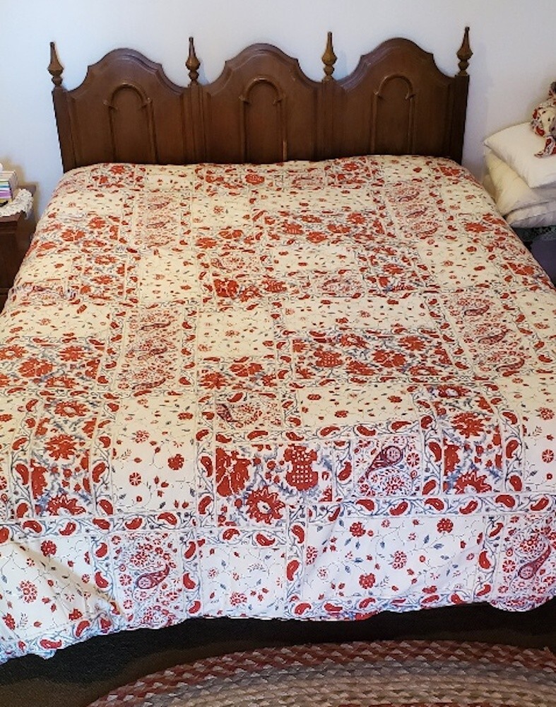 Vintage Ralph Lauren KELSEY Red/Blue Paisley Bohemian Queen Comforter  Shams