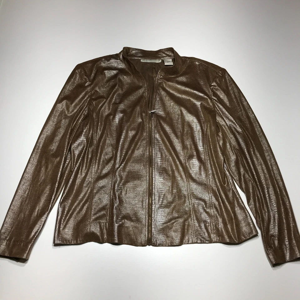 Chaqueta Requisitos Mujer Talla XL Imitación Serpiente Textura Ligera Cremallera Completa Foto 3 de 4