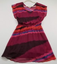 Express Dress Women’s Medium Multicolor Tie Dye V Neck Elastic Waist Sleeveless