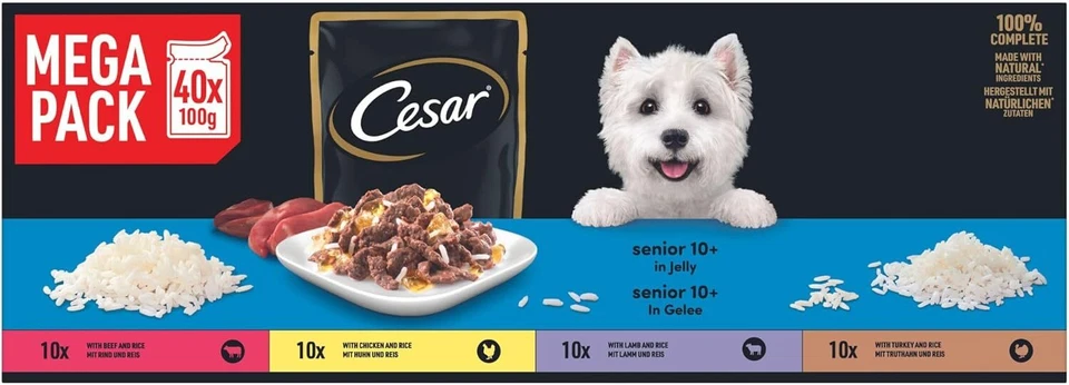 Cesar Senior 10+ Nassfutter 40x100g – Getreidefrei, Superfoods 4 Sorten Megapack - Bild 2 von 4