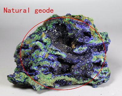 Natural Rare Glittering Azurite Malachite Geode Mineral Specimen From Laos