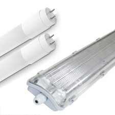 SET LED Hermetische Wannenleuchte IP65 mit T8 LED 60cm/120cm G13 B&uuml;rolampe