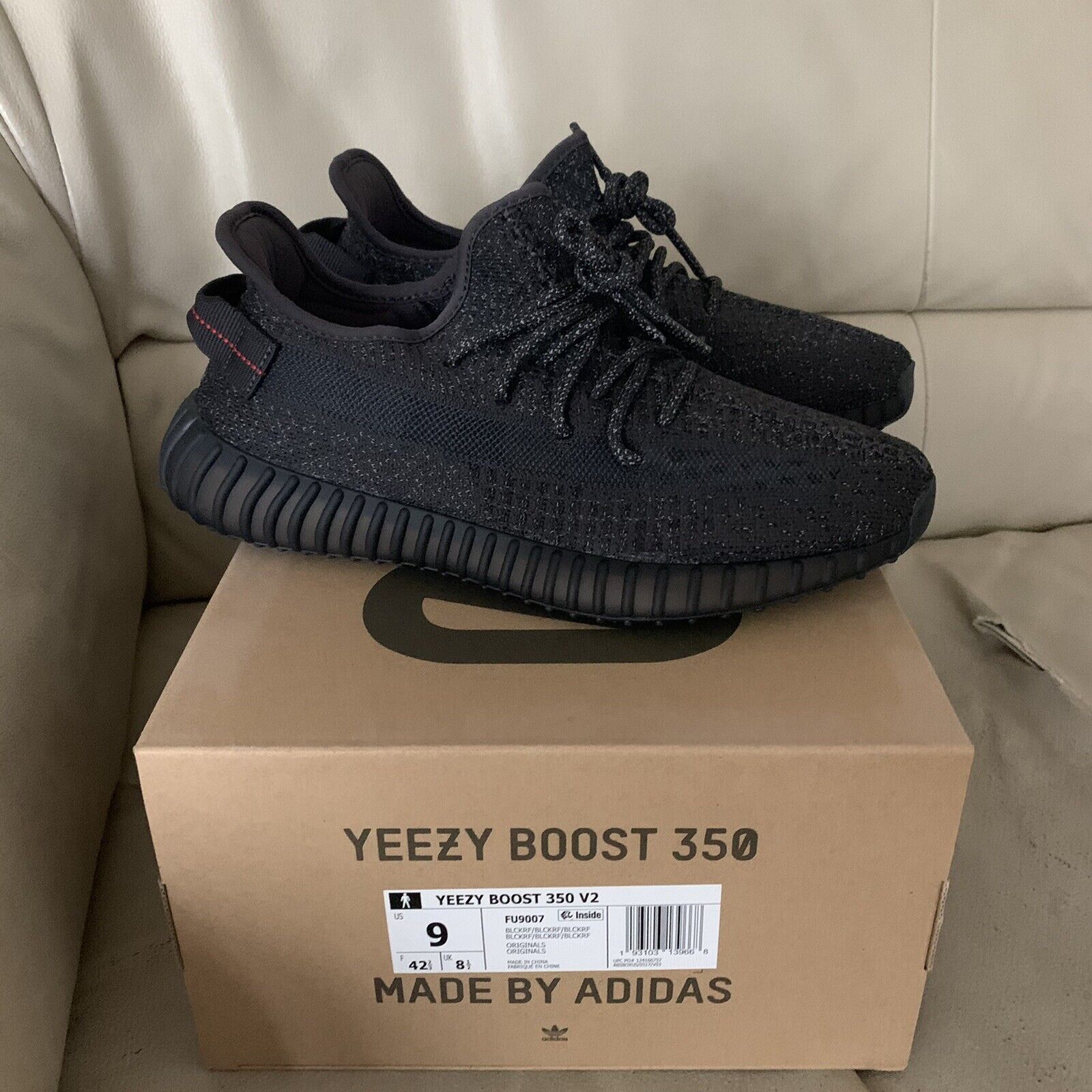 Adidas Yeezy Boost 350 V2 Reflective Triple Black - New Size 9 100