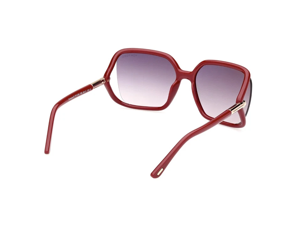Tom Ford Solange-02 TF1089 75B 红色方形塑料太阳镜框 60-17-120 sd* — 第 3/4 张图片