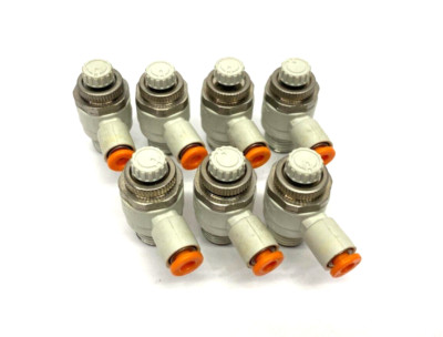 SMC AS2201F-02-04-J Pneumatic Flow Control Elbow Fitting 4mm Tube LOT OF 7