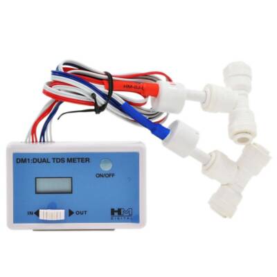 HM Digital DM-1 TDS Meter, Dual Channel Inline / Online TDS Monitor, 2x 1/4'' Tee