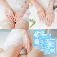 Waterproof Henna White Lace Mandala Flower Temporary Body Hands Tattoo Sticker∂