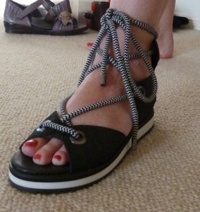 leather tie sandals