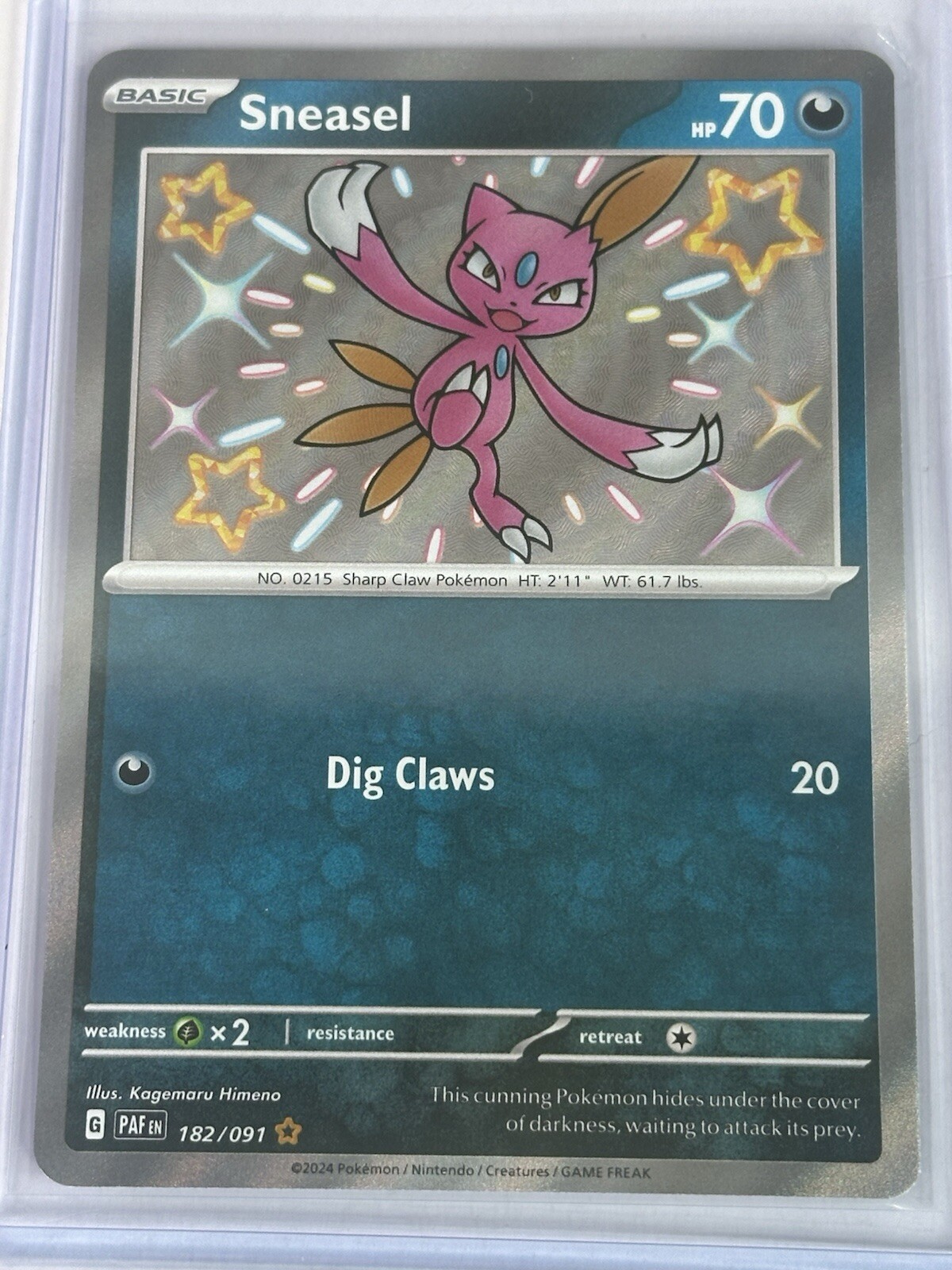 Sneasel - 182/091 - Pokemon Paldean Fates Shiny Rare Card NM