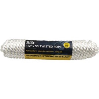 (12)-Do it Best 1/2 In. x 50 Ft. White Twisted Nylon Packaged Rope 729340