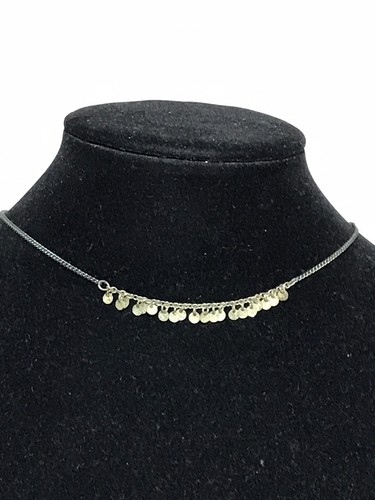 Vintage 90's Y2K Express Gold Dark Metal Choker Dangle Punk Rock Goth Edgy Glam - Picture 2 of 3